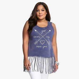 NWT Torrid Heart Fringe Graphic Tank Top